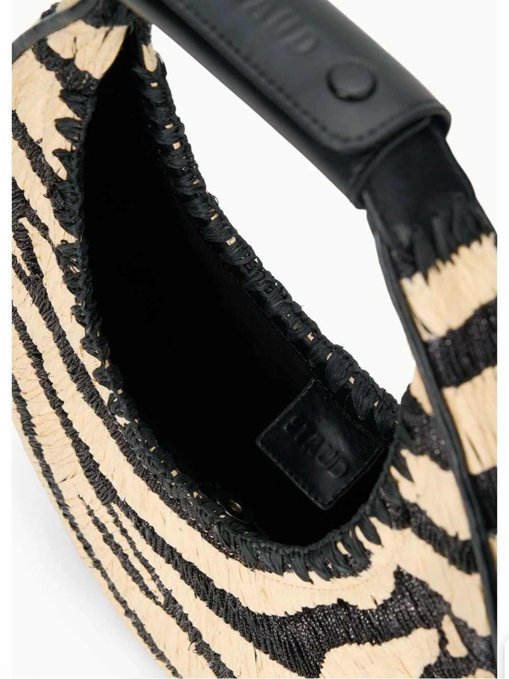 STAUD Zebra Raffia Moon Bag - Picture 5 of 5